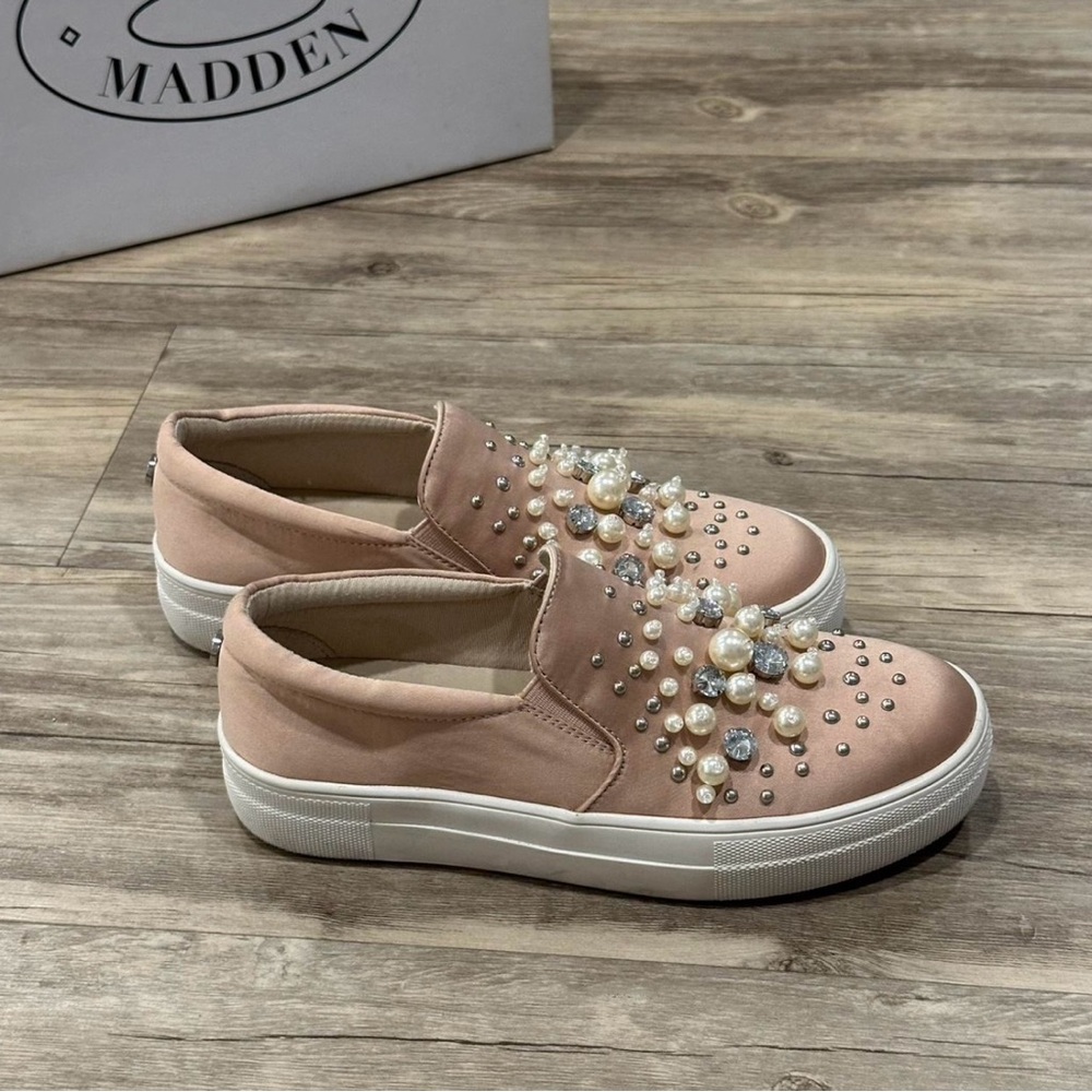 Steve Madden Pink Embellished Slip-On Sneakers